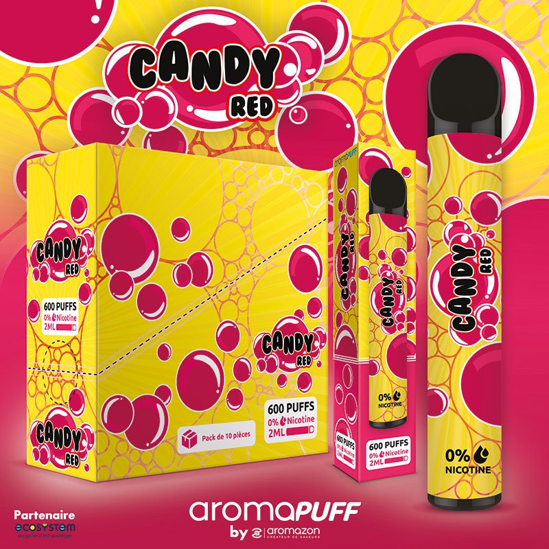 Puff Candy Red Aromapuff 600 PUFFS Sans Nicotine